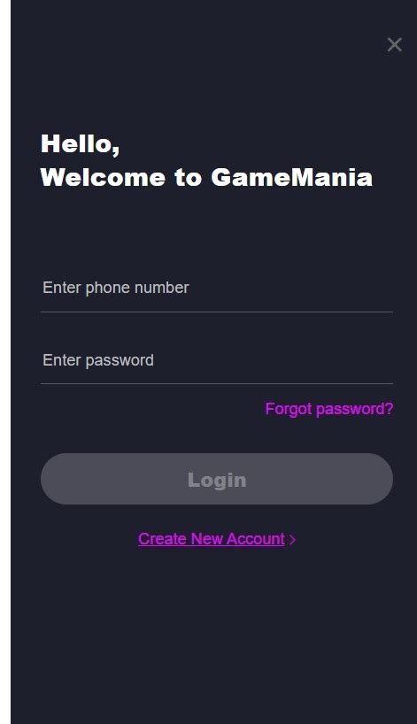 gamemania login account login